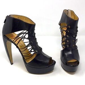 Walter Steiger Brown Leather Cone Heel Pumps